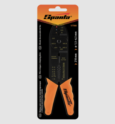 Щипцы 210мм для зачистки проводов и обжима клемм 1,5-6,5мм Sparta 177505