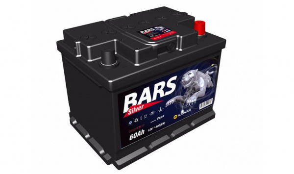 Аккумулятор 6СТ-60AПЗ "Bars Silver"(Евро)