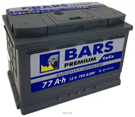 Аккумулятор 6СТ-77АПЗ "Bars Premium" ЕВРО